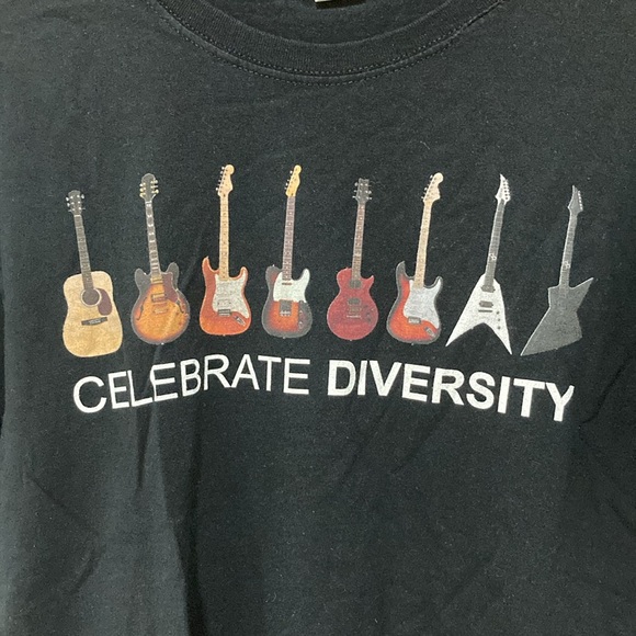 Celebrate Guitar Diversity Men’s Medium Short-Sleeved T-Shirt in Black - Picture 2 of 2